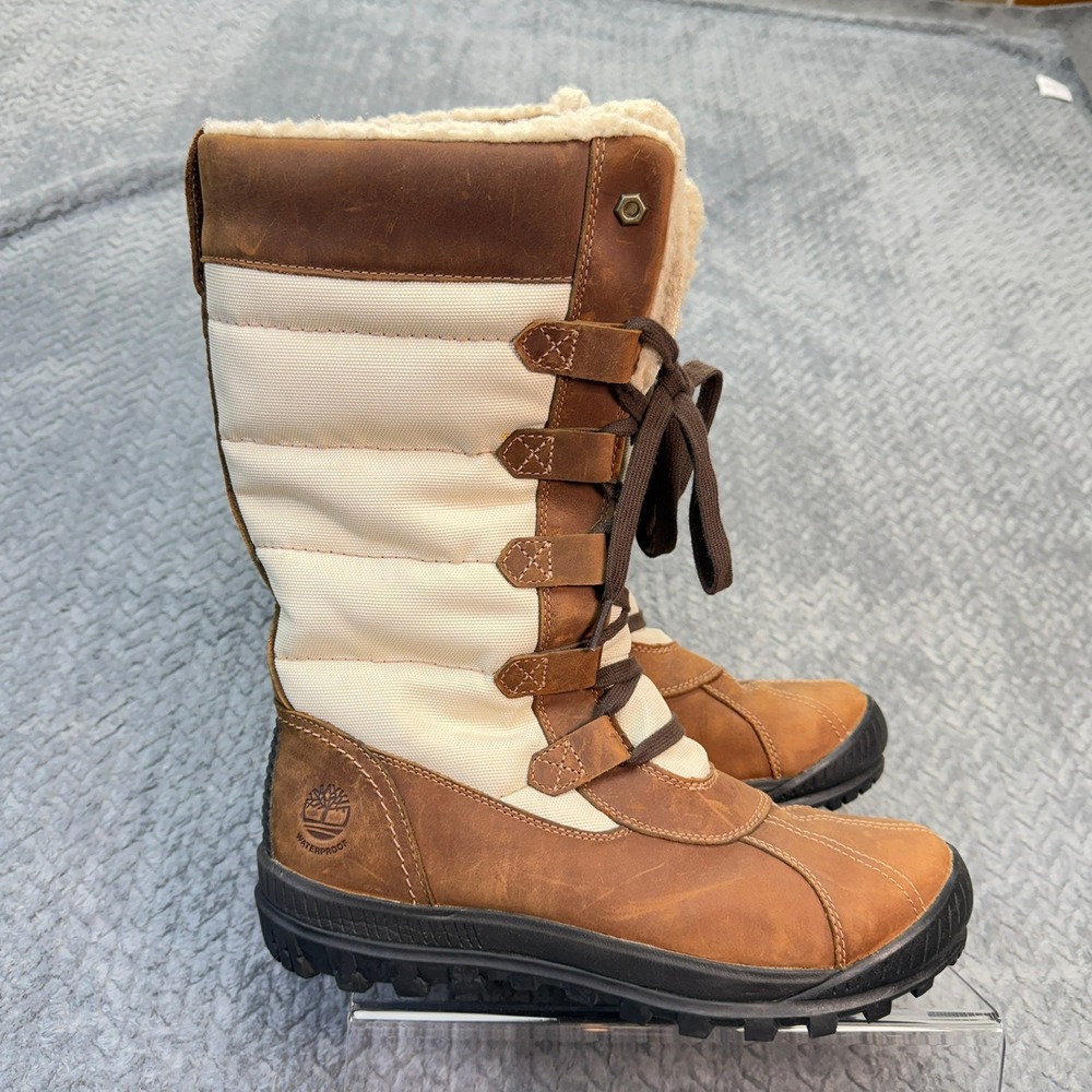 Timberland Mount Hope Waterproof Winter Boots Brown Leather Tan 6910B Womens 10 - Picture 1 of 15